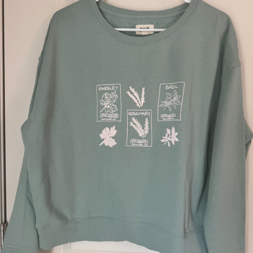 Pact Sage Green Herbal Graphic Sweatshirt